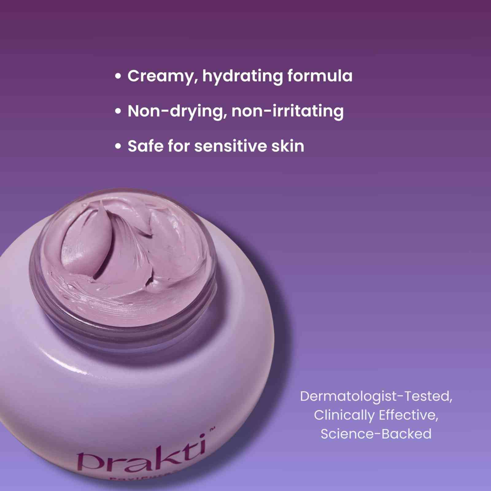 PaviPure™ I Detox creamy hydrating clay mask in a jar on purple background with product features text