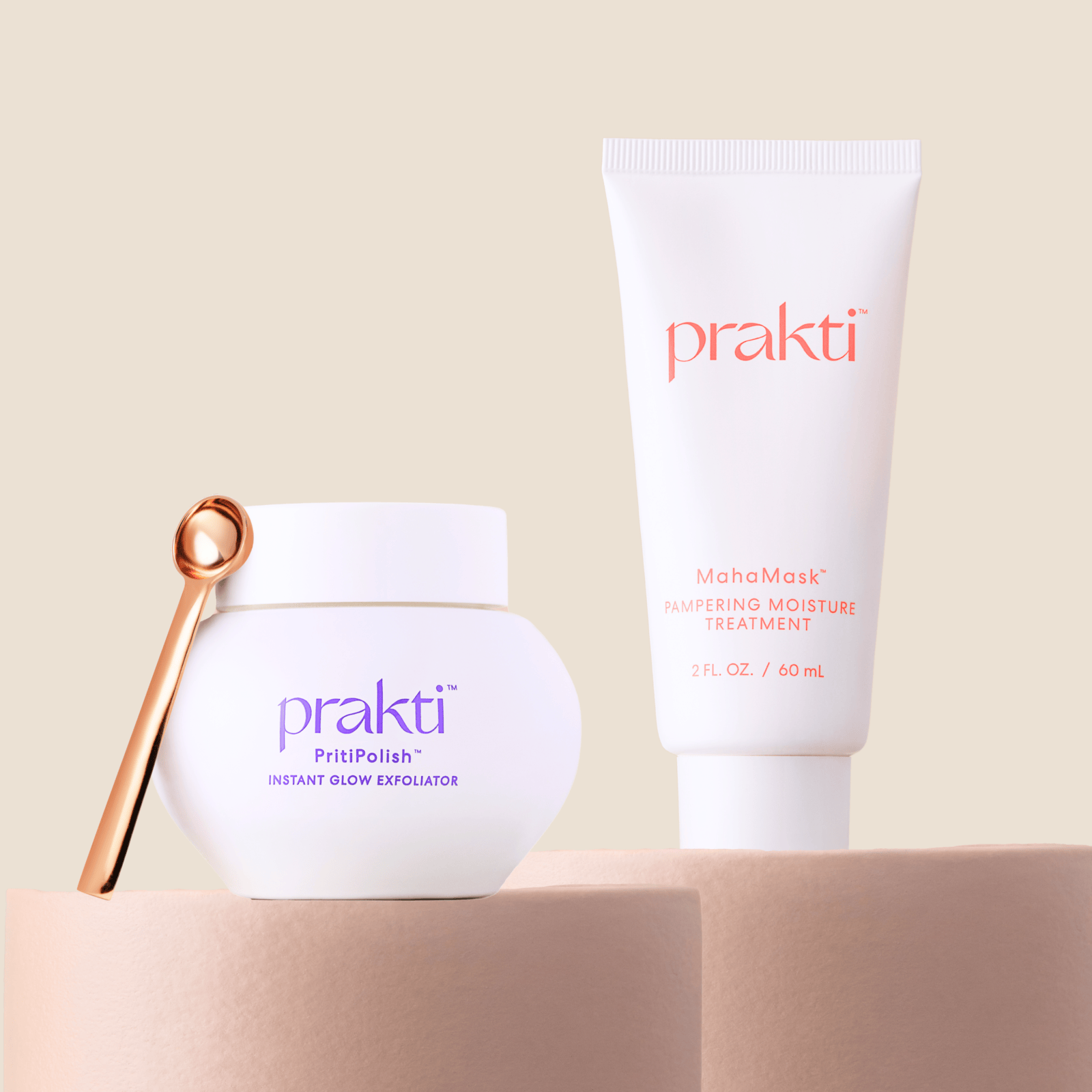 Prakti Beauty 2 Step Weekly Treatment Set | Exfoliator + Moisturizing Mask I GuruGlow