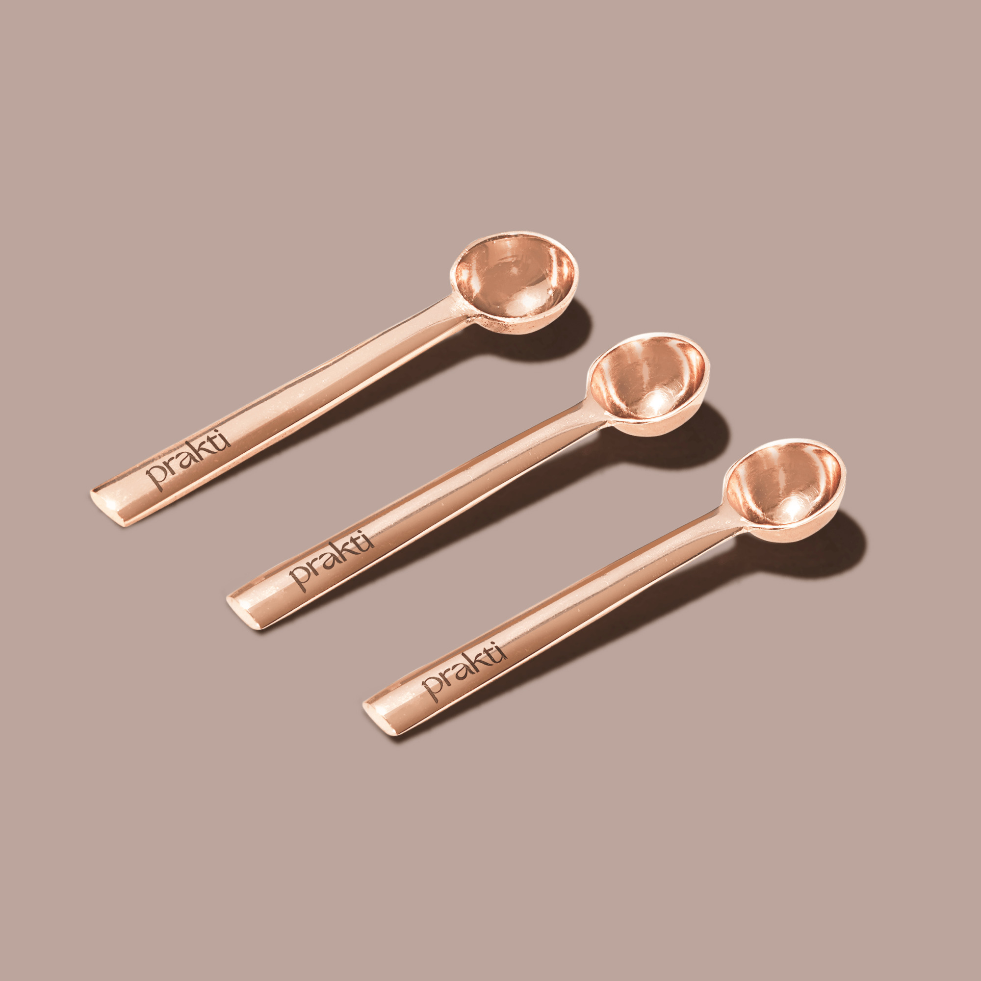 Prakti Beauty Copper Skincare Spoon Trio Set