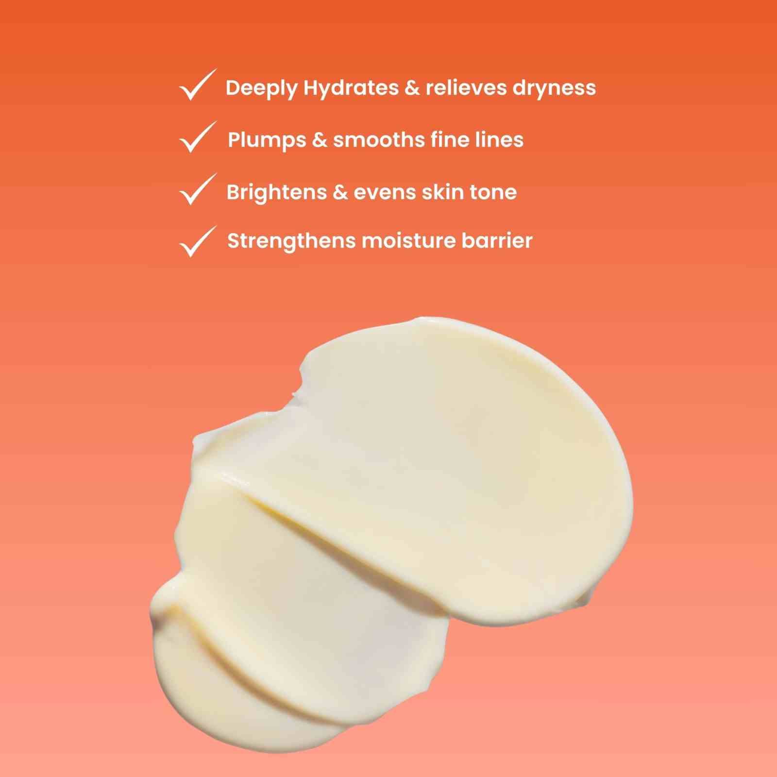 MahaMask moisturizing mask cream texture with hydration and brightening benefits text